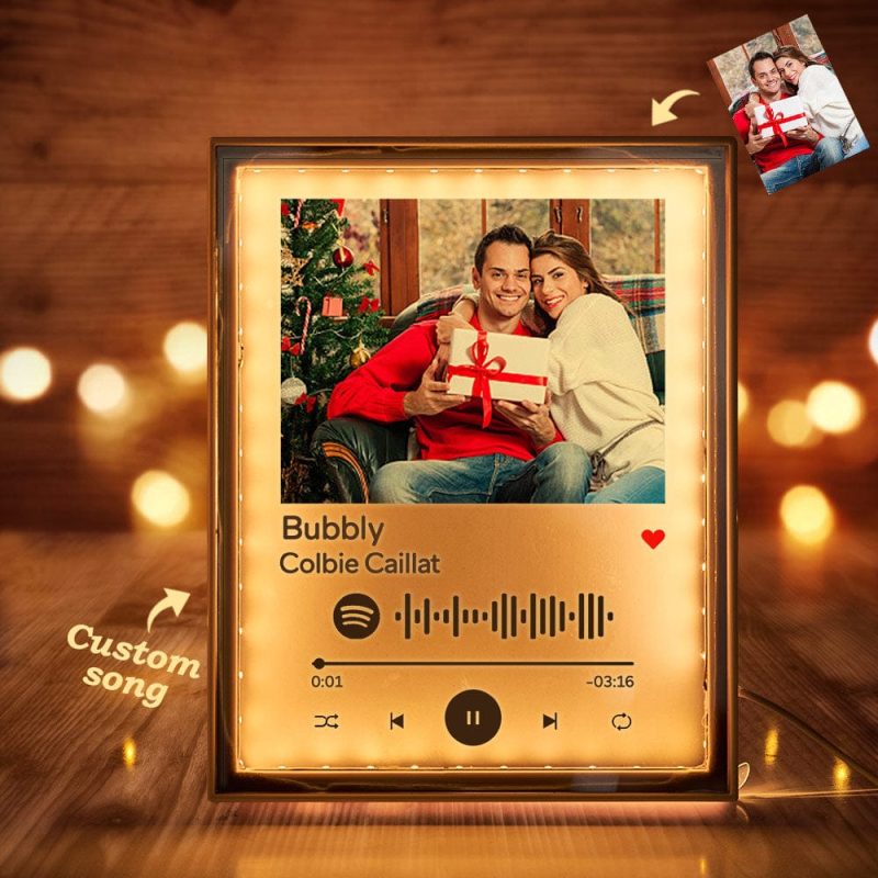 Personalized Name Mirror Photo Light Custom Music Code Night Light Mirror Music Home Gifts
