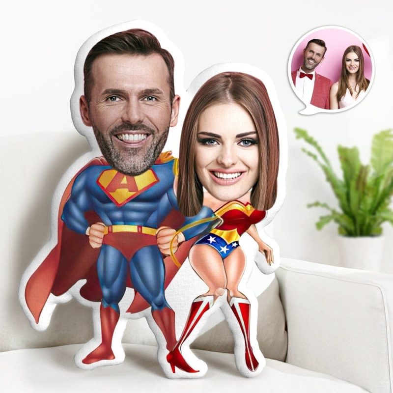 Valentines Pillow Custom Photo Pillow MiniMe Pillow Supermen Valentine’s Day Gifts for Couple
