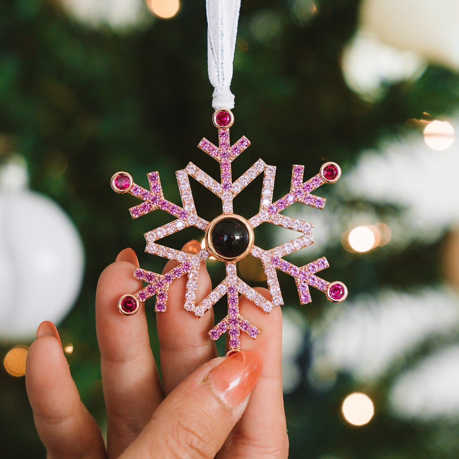 Personalized Green Snowflake Photo Ornament Custom Christmas Tree Decoration Projection Ornaments Christmas Gifts for Him - Image 2