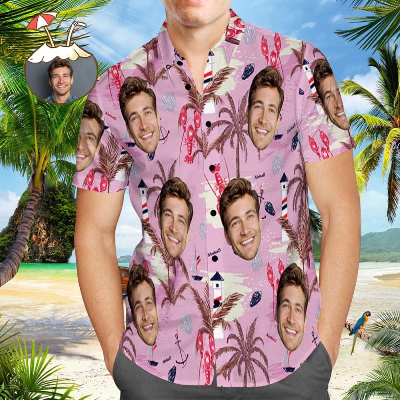 Custom Face Hawaiian Shirts Short Sleeve Anniversary Gift For Friend-Unisex