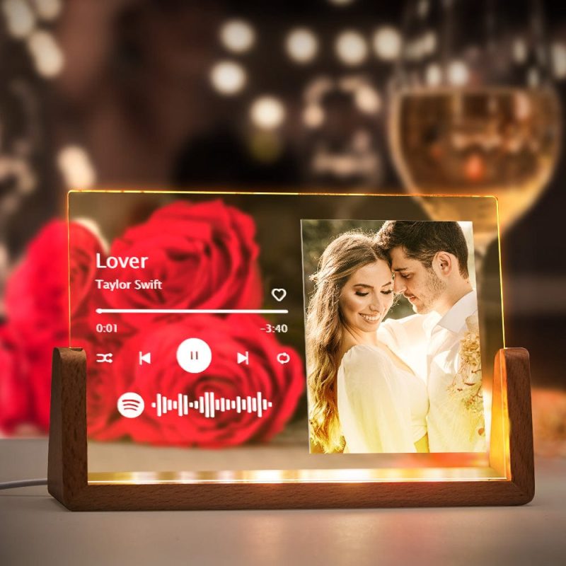 Personalized Night Light Photo Song Plaque Custom Spotify Plaque Valentines Gifts