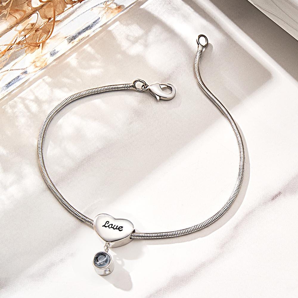 Custom Projection Bracelet Engraved Heart Gift for Her - Image 2