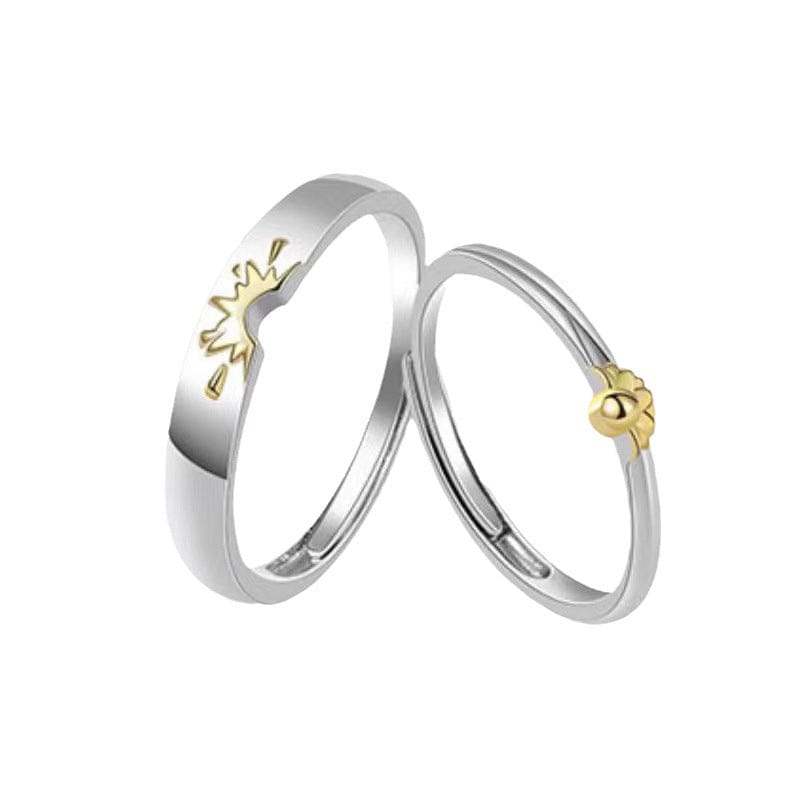 Sunflower Matching Promise Rings Couple Adjustable Ring Jewelry Gift for Lovers - Image 4