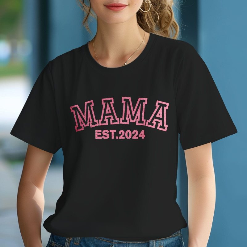 Custom Mama T-shirt EST 2024 T-shirt Mother’s Day Gift