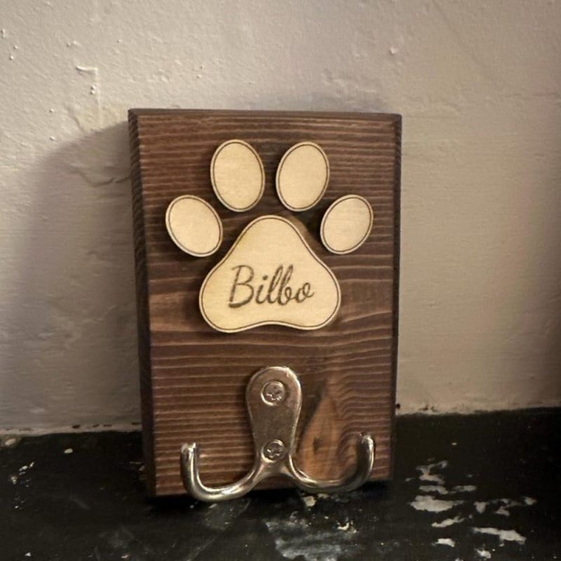 Custom Wooden Dog Leash Hanger, Personalized Dog Lead Holder, Pet Lover Gift