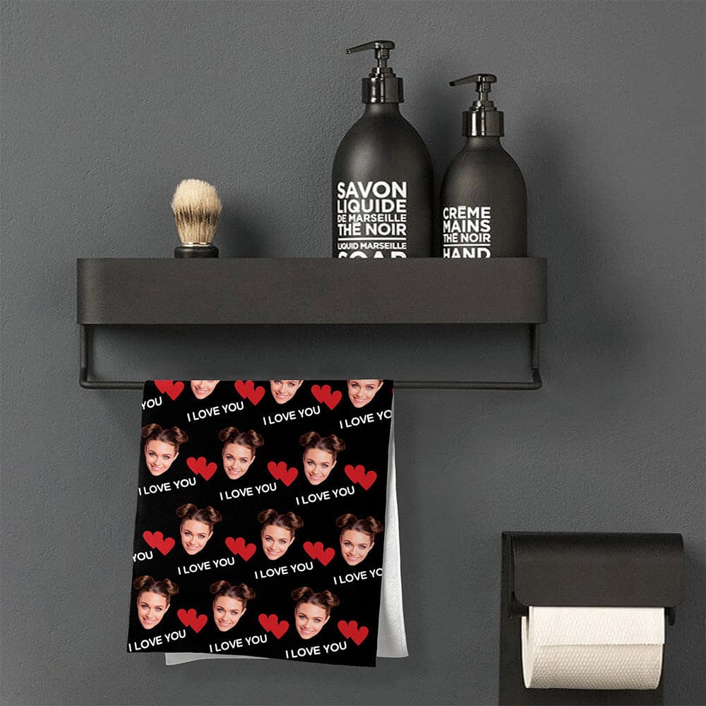 Custom Face Towel Personalized Hand Towel Gifts for Couple I Love You