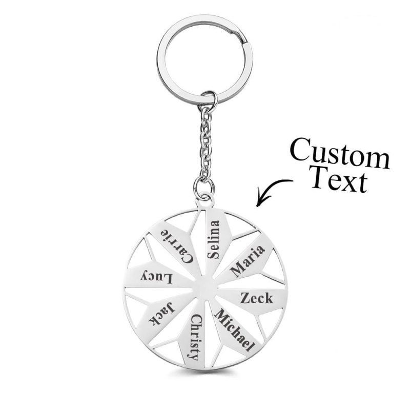 Personalized Family Name Keychains Engraved 1-8 Names Keychain Friendship Keychains Sorority Key Chain