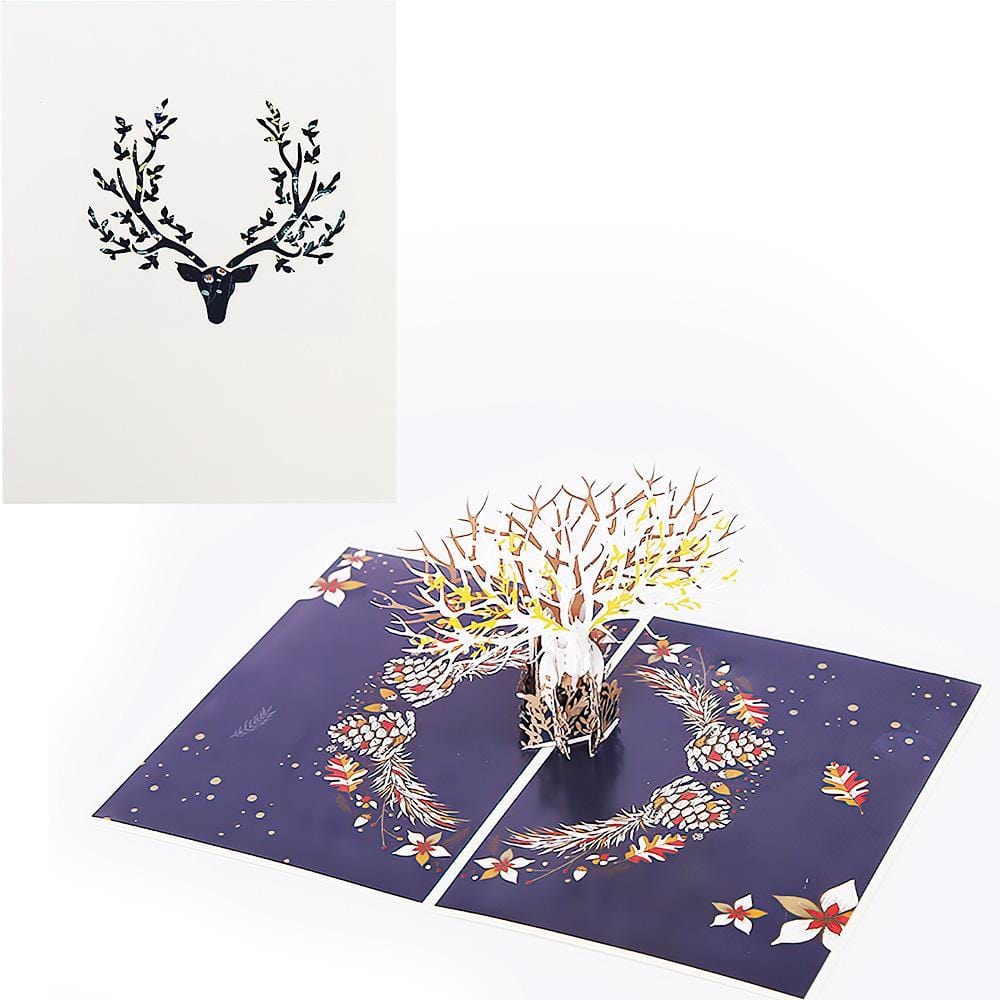 Elk 3D Pop Up Wishes Card New Year Greeting Card - Image 2