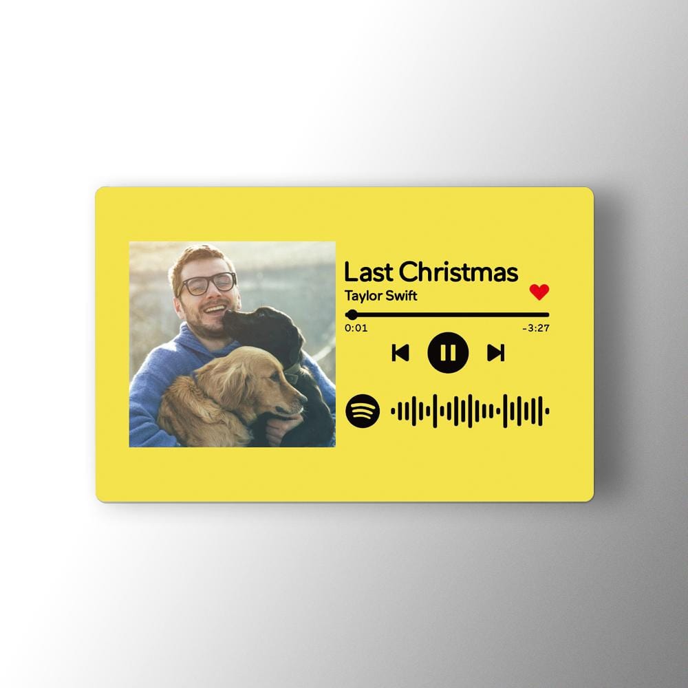 Custom Spotify Music Code Wallet Card Personalized Message Card Yellow