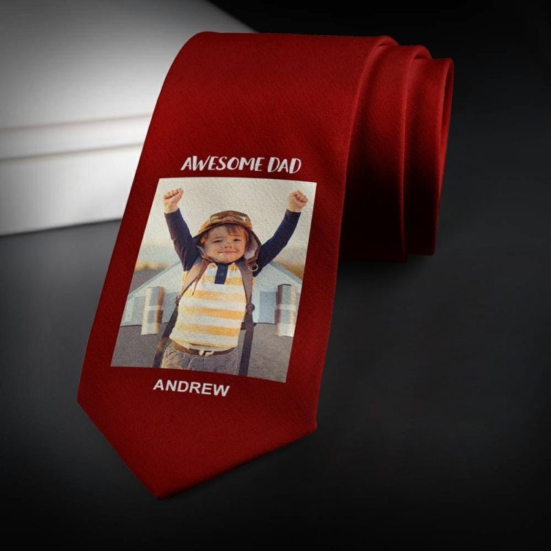 Father’s Day Ties Custom Fathers Day Gifts Photo Tie – Red