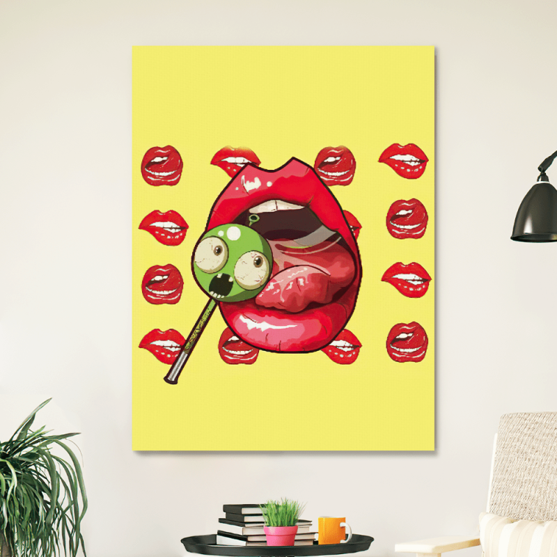 Funny Wall Art Lollipop Lick Trippy Drawings Canvas