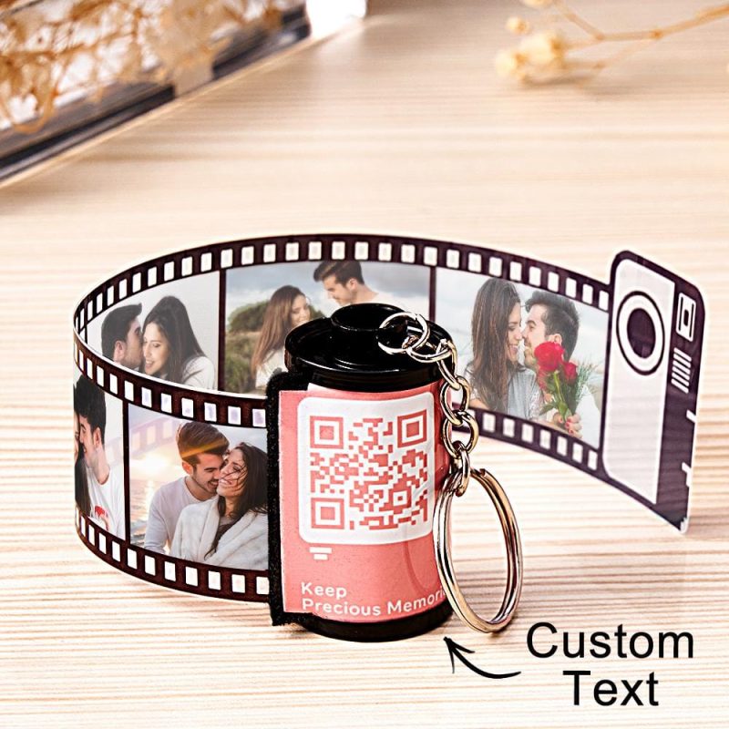 Scannable QR Code Colorful Shell Film Roll Keychain With Your Photo Camera Keychain Valentine’s Day Gift