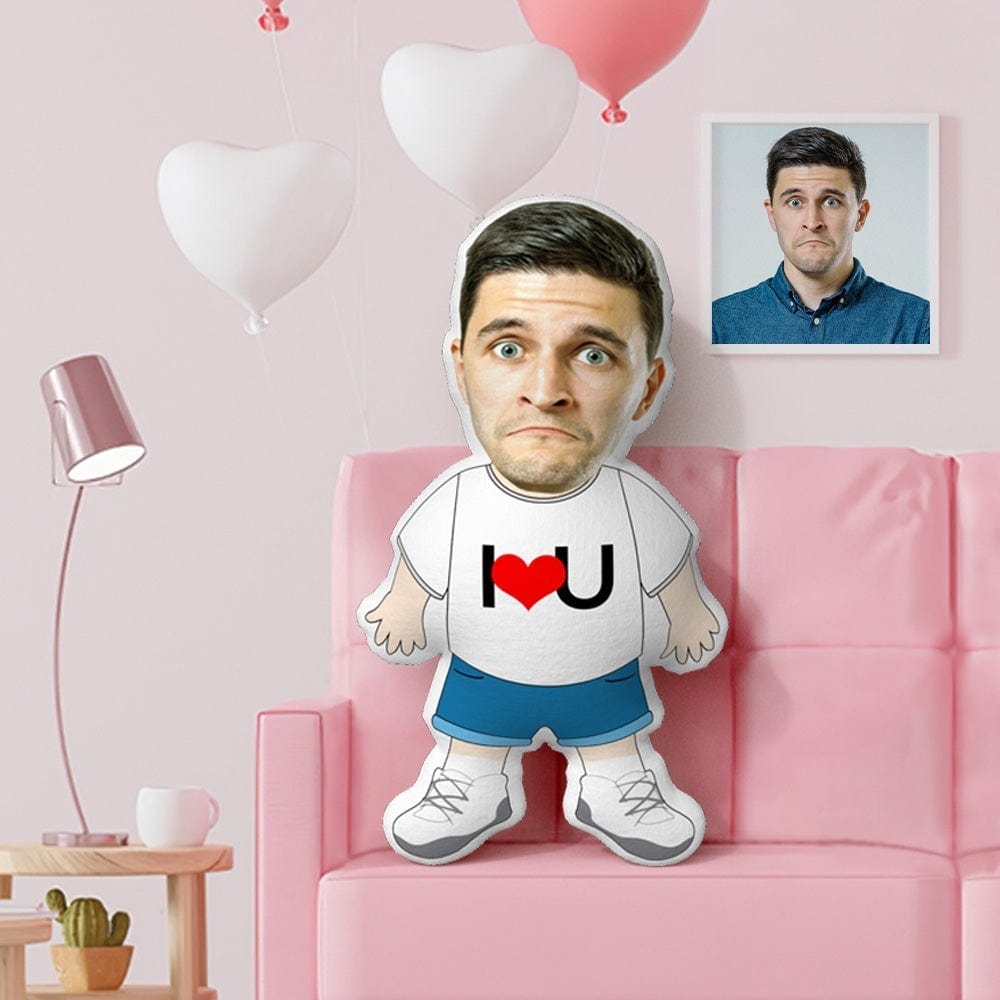 Custom MiniMe Pillow I LOVE U Pillow Face Pillow Gifts for Him - Image 2