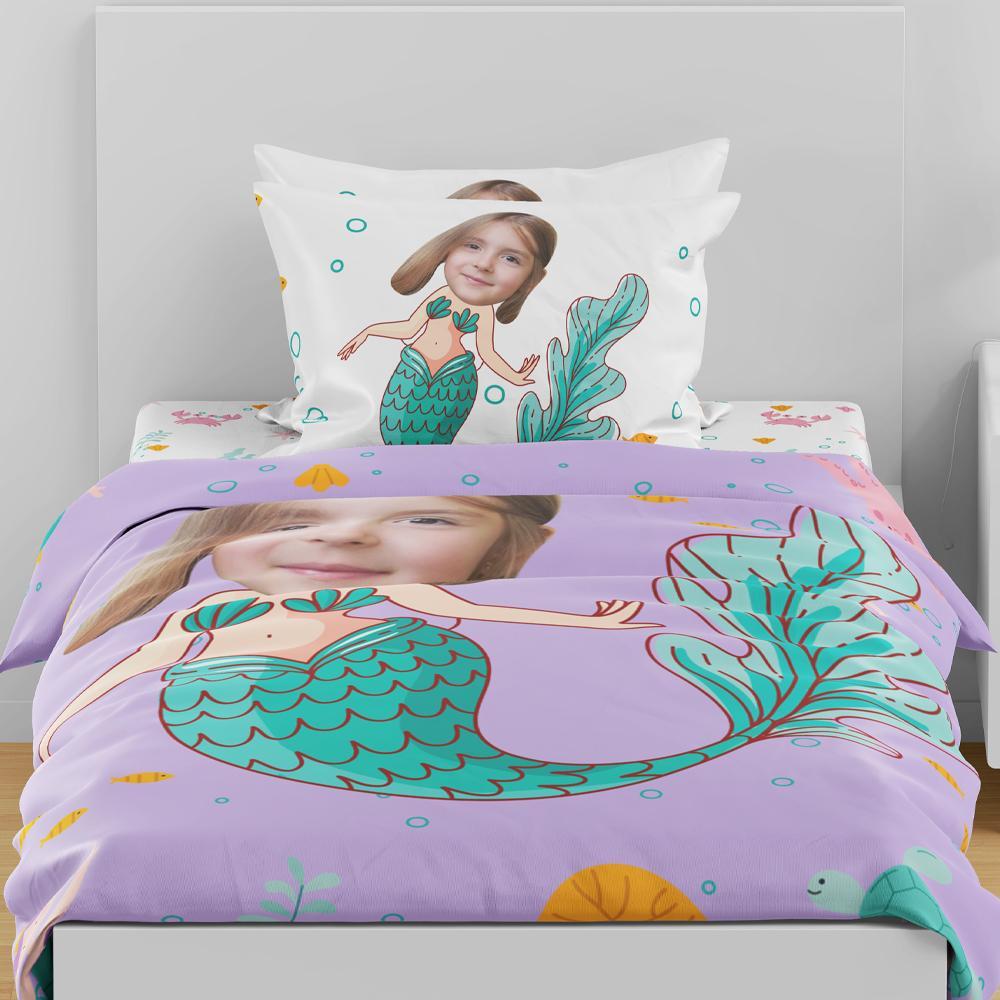 Personalized Mermaid Minime Bedding Set Pillow Casess Duvet Cover Gifts For Girl - Image 2