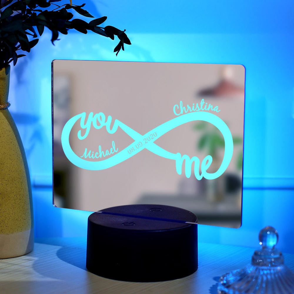 Personalized Name Mirror Lamp Infinity Love Light Gift for Couple - Image 2