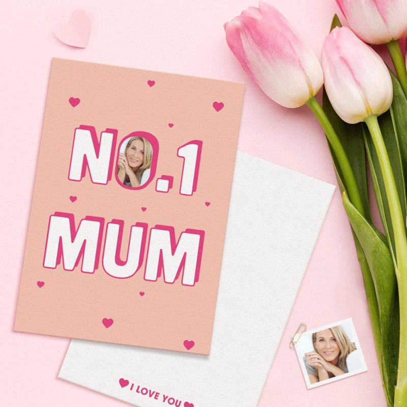Personalized Photo Greeting Card Custom Mother’s Day Cards Number One Mum Personalized Gifts