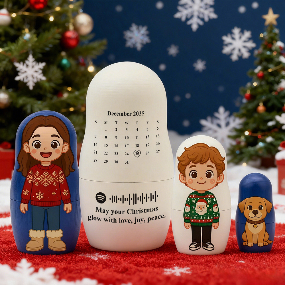 Custom Calendar Spotify Portrait Nesting Doll with Text Custom Photo Family Portrait Cartoon Style Gift Photo Christmas Gift - soufeeluk - Image 2