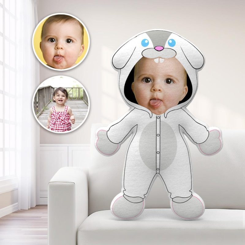 Personalized Face Pillow Toy Bunny Throw Pillow MiniMe Pillow Personalized Easter Gifts For Kid