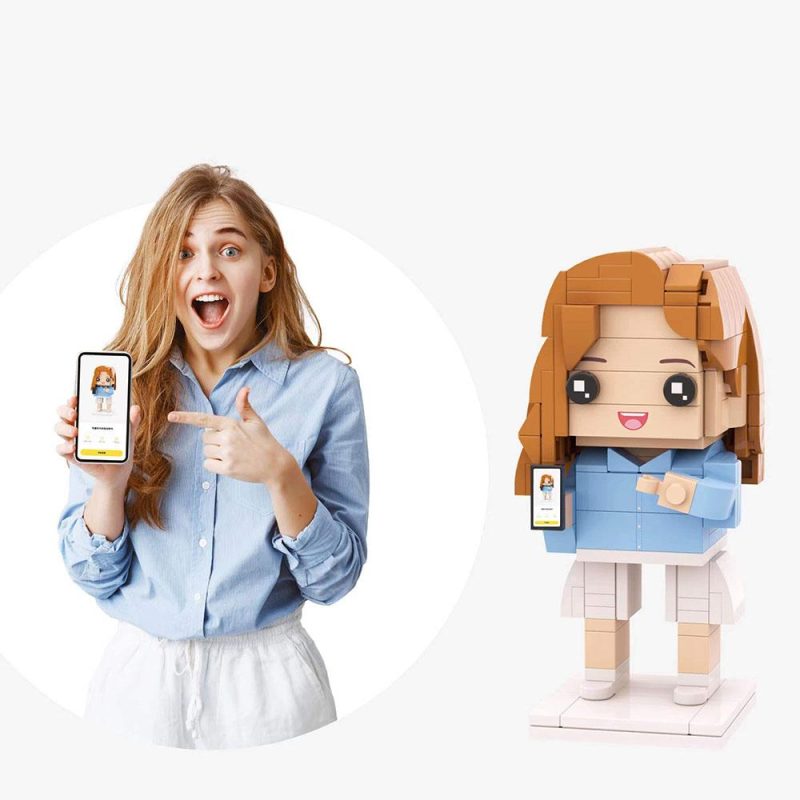 Full Body Customizable 1 Person Custom Brick Figures Valentine’s Gift For Girlfriend (Not Assembled)