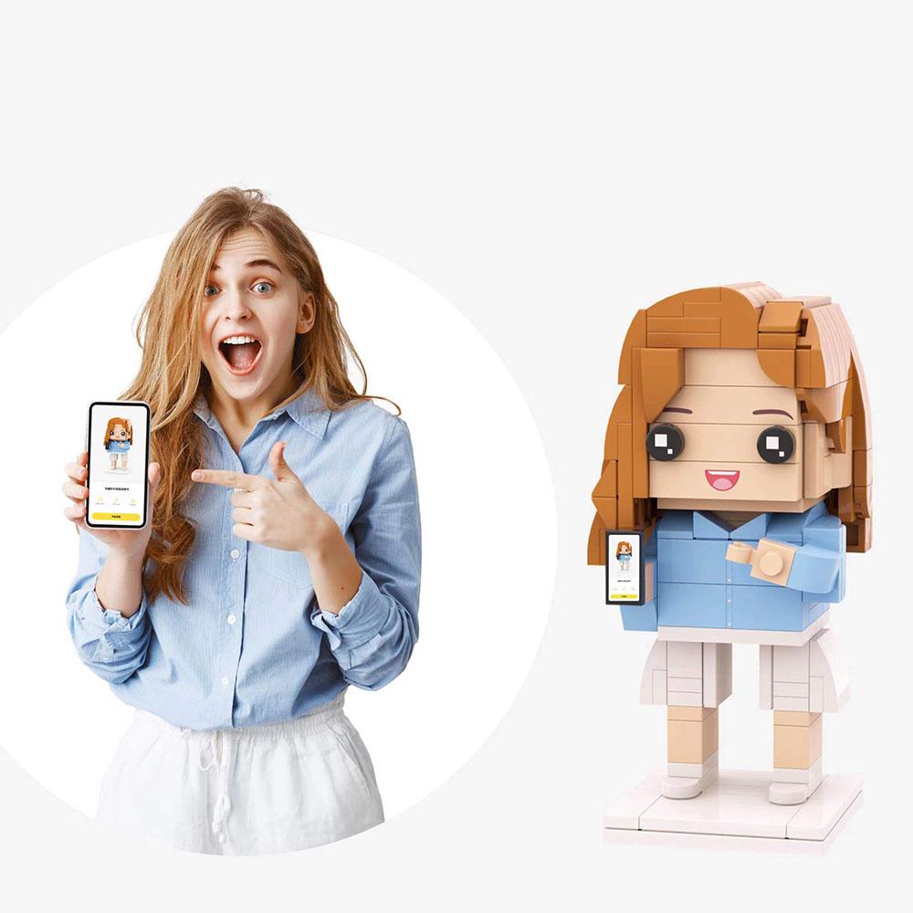 Full Body Customizable 1 Person Custom Brick Figures Valentine's Gift For Girlfriend (Not Assembled)