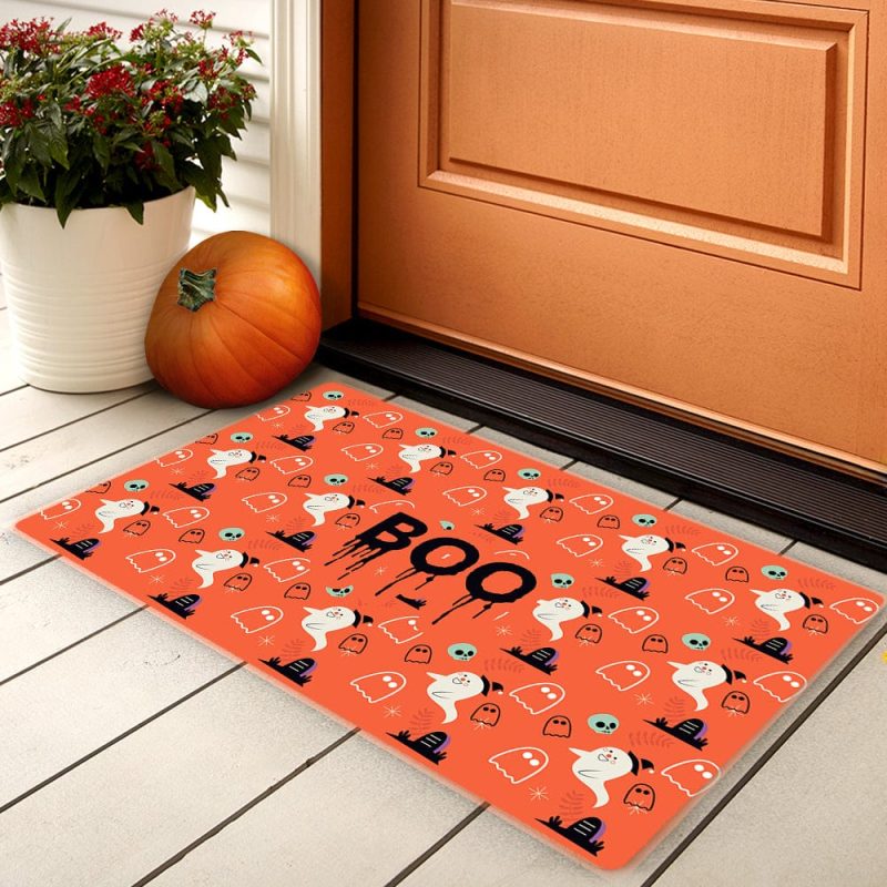 Halloween Door Mat Boo Print Front Floor Mat Boo Welcome Mat Halloween Decor