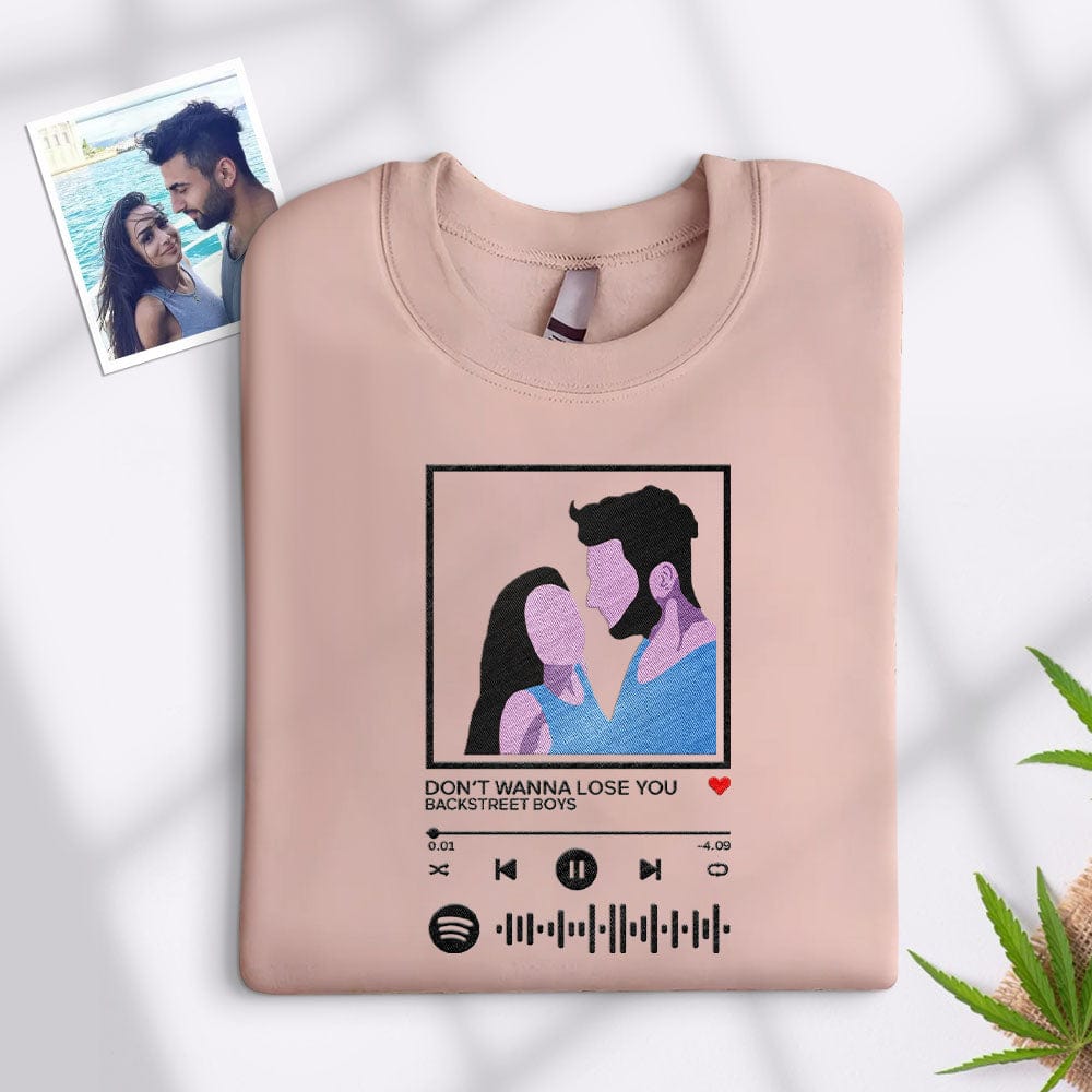 Scannable Spotify Code Embroidered Sweatshirt Round Neck Cartoon Image Music Player Couple Gift - Image 2