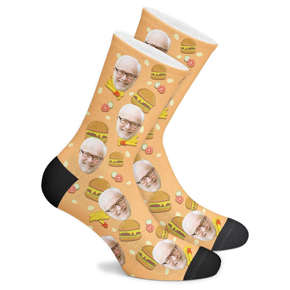 Custom Photo Socks Burger Style Face Mash Socks