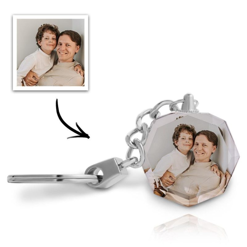 Father’s Day Keychain Custom Keychain Father’s Day Gifts  – Octagon Crystal