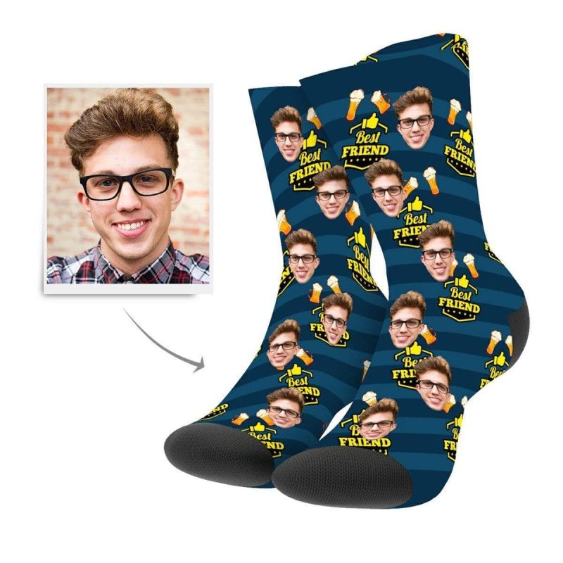 Custom Photo Socks Best Friend Forever Face Mash Socks