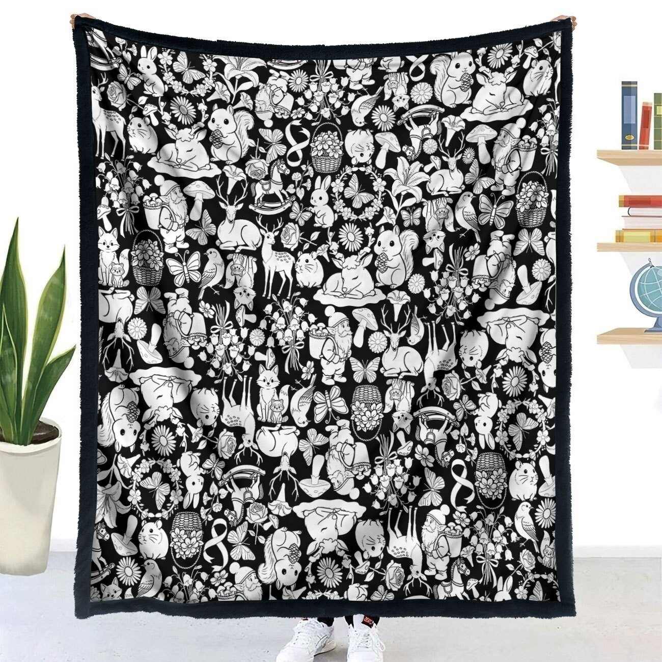 DIY Coloring Blanket Handmade Graffiti Blanket Creative Blanket For Kids And Adults Zoo Mushroom