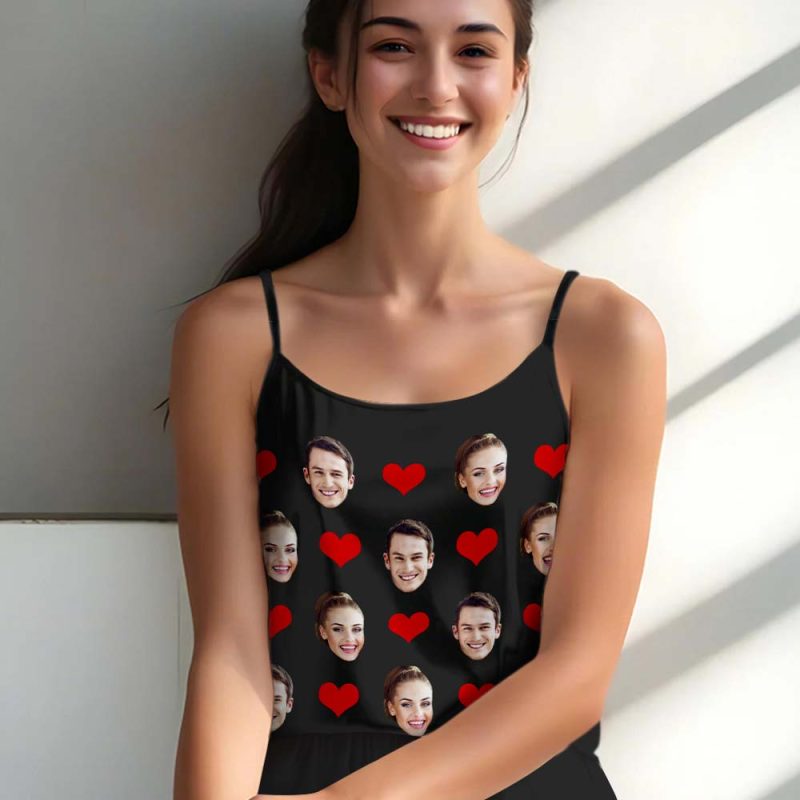 Custom Pajamas with Face Sleepwear Gifts for Girlfriend Up to 2 Faces – 5 Colors