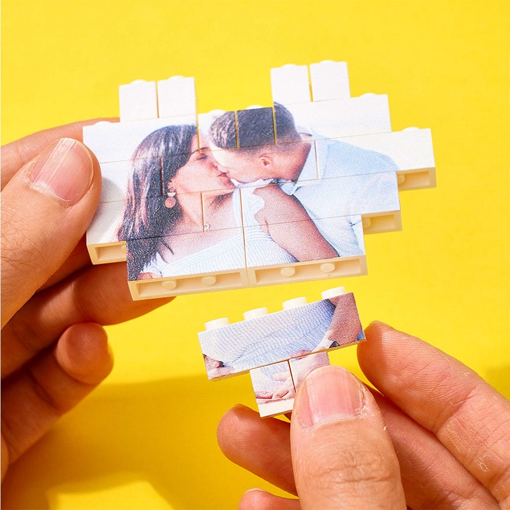 Gifts for Her Custom Building Brick Personalised Photo Block Heart Shaped - Image 3