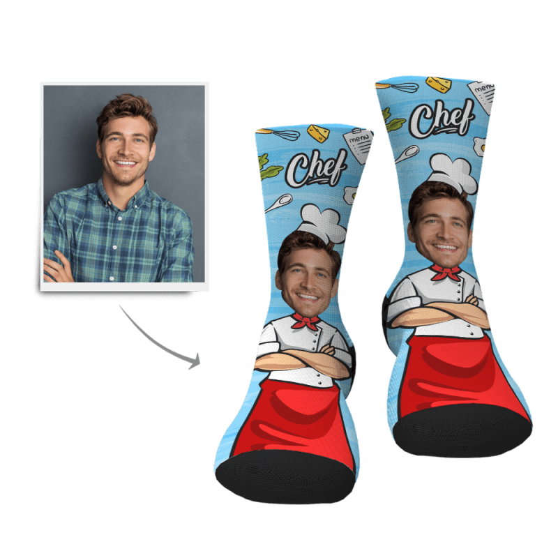 Chef Gift Personalized Photo Socks  Christmas Gift For Cooking Lovers