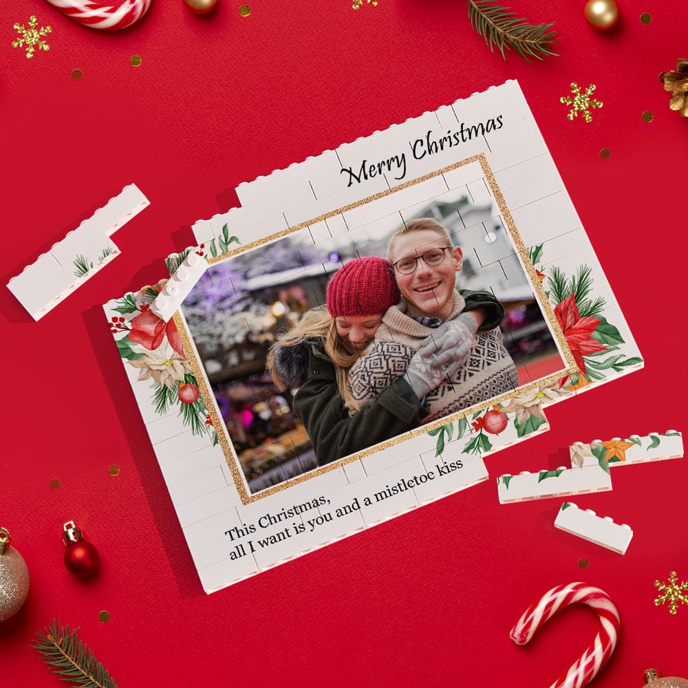 Custom Building Block Puzzle Horizontal Trio Photo Brick Merry Christmas - Image 2