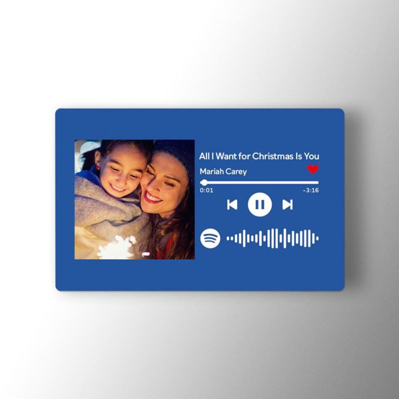 Custom Spotify Music Code Wallet Card Personalized Message Card Blue