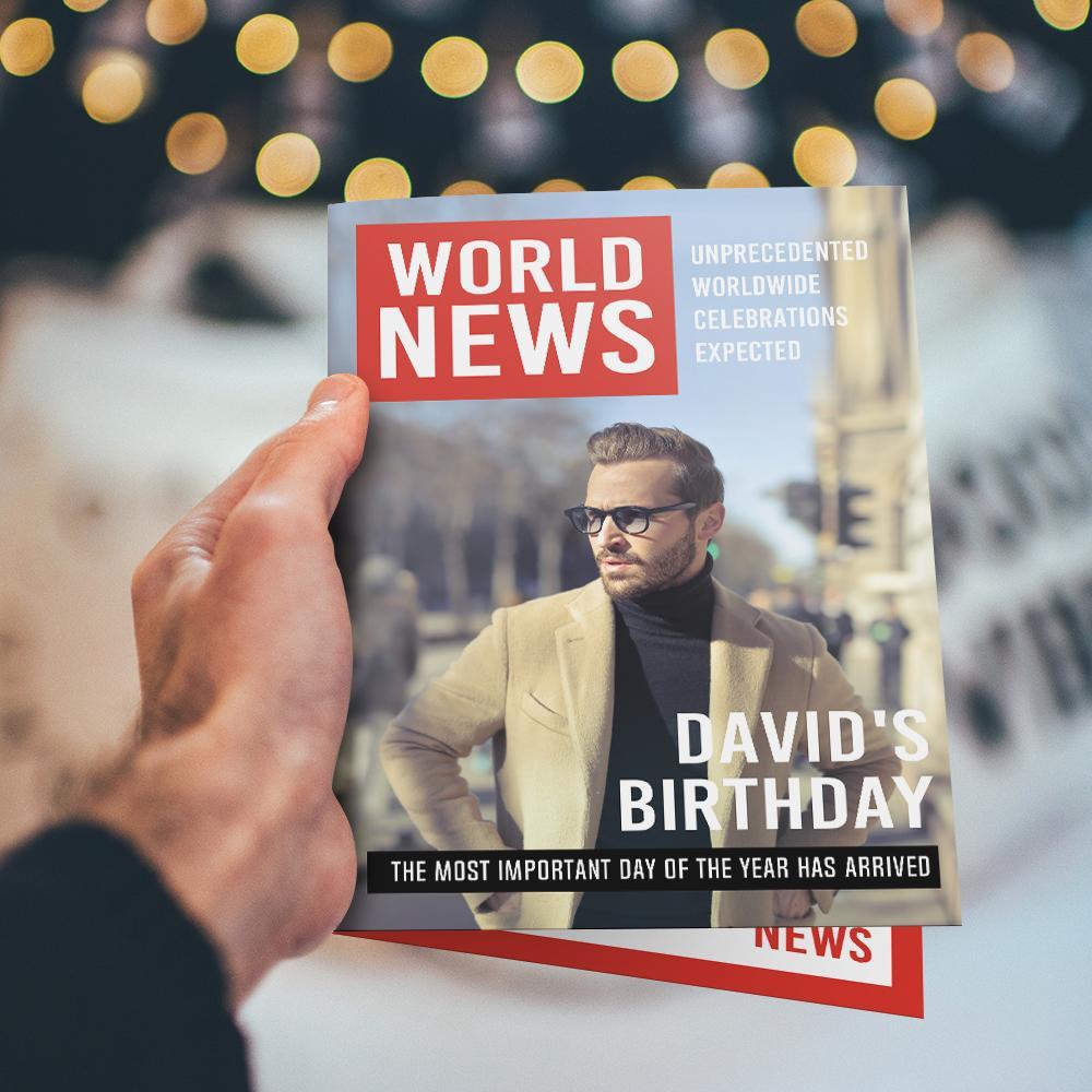 Custom Birthday Greeting Card Newspaper Birthday Card For Him
