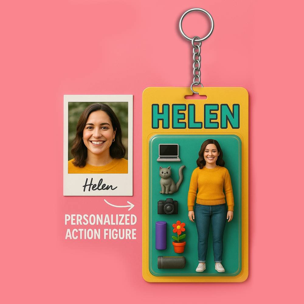 Fully Body Customizable 3D Effect Action Figure Pack Packaging Toy Box Style Art Gift Personalized 2D Printing Acrylic Keychain Gift for Mom - Image 2