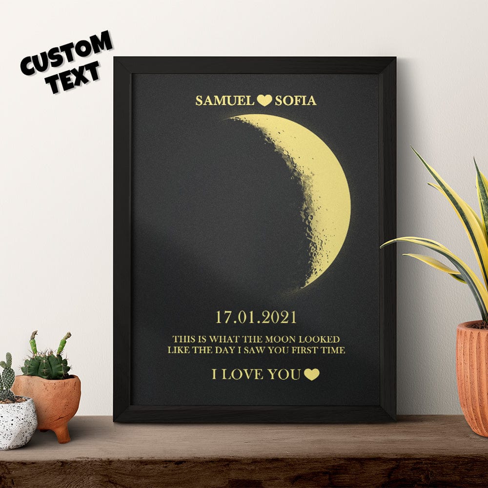 Custom Moon Phase and Names Wooden Frame with Your Text Best Gifts for Him - Image 2