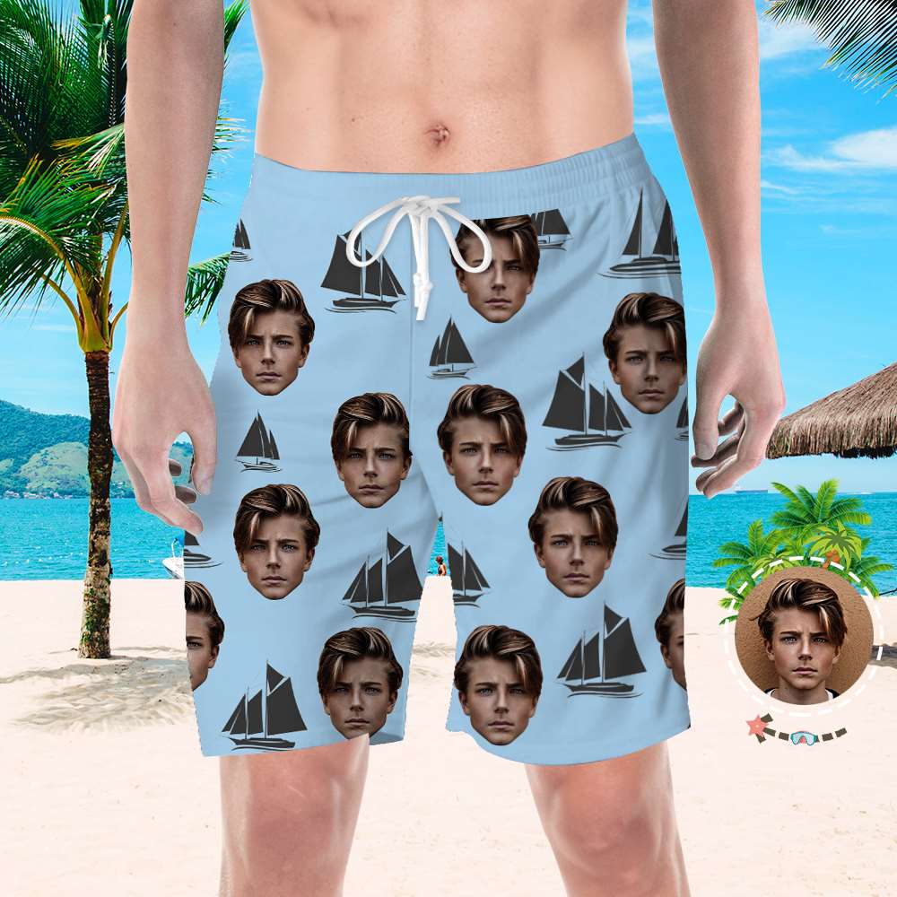 Custom Face Beach Shorts Photo Swim Swimming Trunks - Image 3