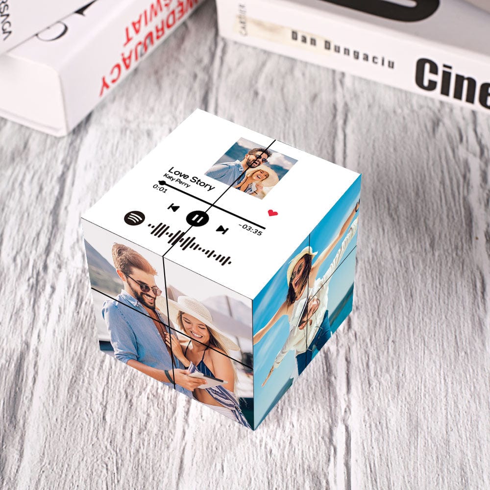 Personalized Photo Cube with Spotify Code Magic Photo Cube Gift For Couple - Image 4