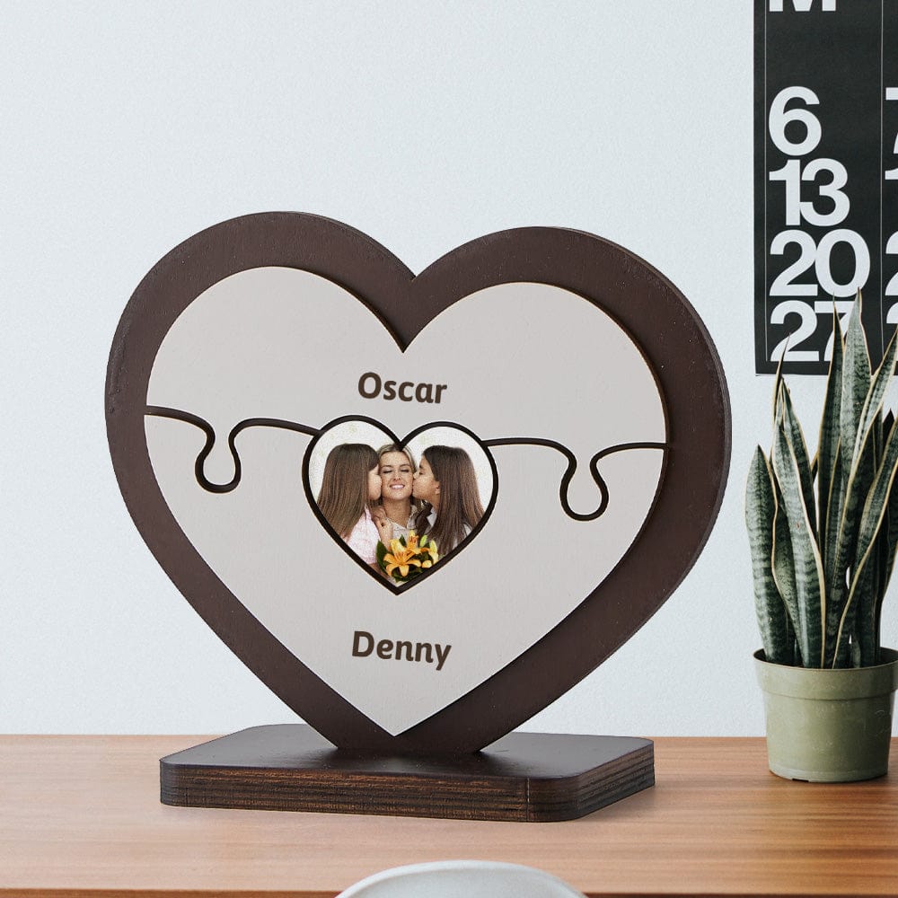 Personalised Name Heart Wooden Puzzle Ornaments Gifts for Mom - Image 2