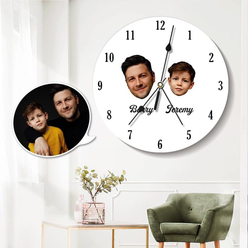 Custom Photo Clock with Text Wall Clock Round 9.84*9.84in