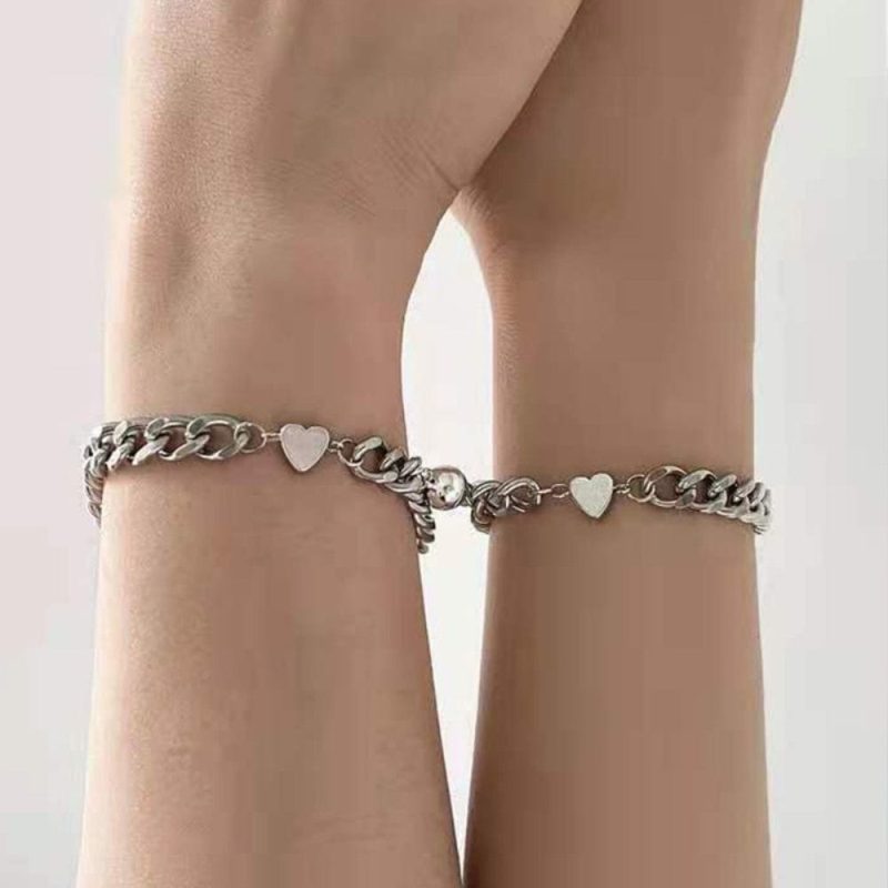 Magnetic Couple Bracelet Set Hip Hop Style Valentine’s Day Gift for Couples
