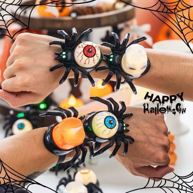 Light-Up Spider Eyeball Bracelet Halloween Party Toy Spider Wristband Toy