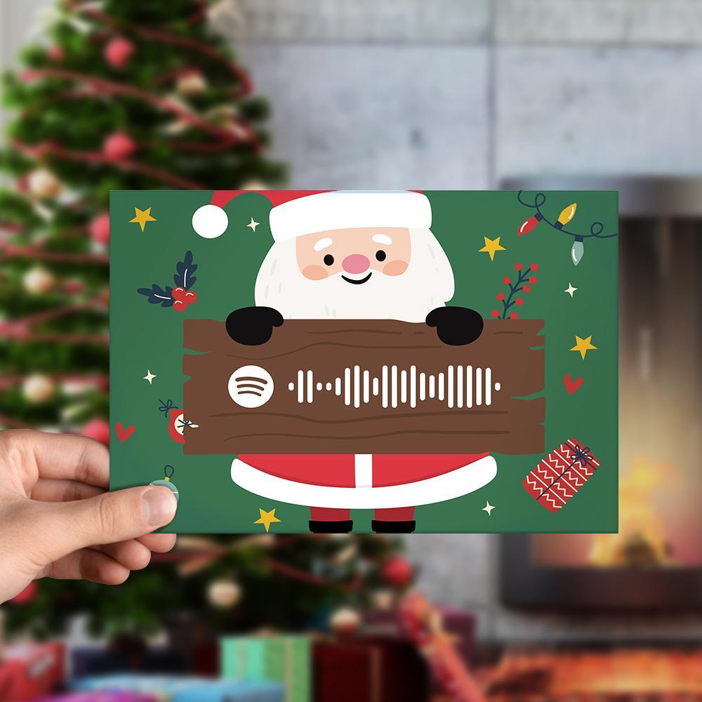 Merry Christmas Card with Spotify Code Santa Claus Christmas Gift Cards - Image 2