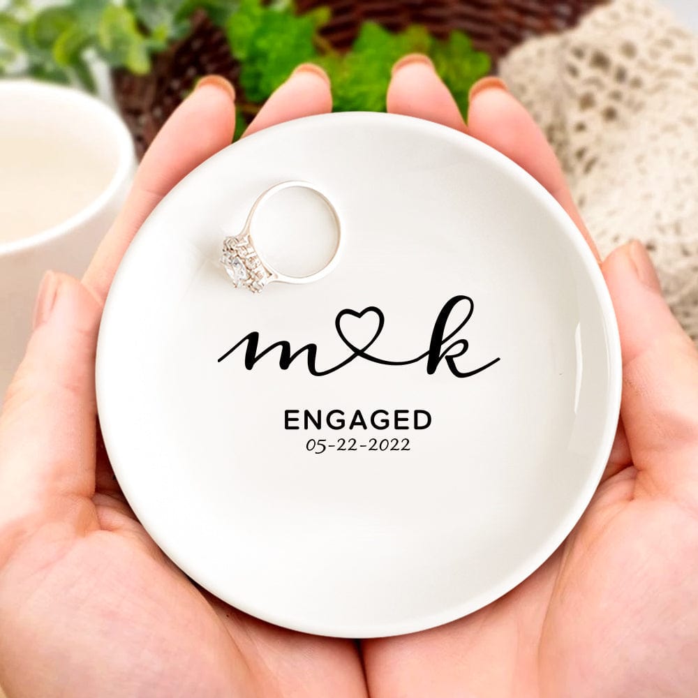 Personalized Engagement Ring Dish Custom Wedding Ring Dish Ceramic Jewelry Dish Ring Holder Personalised Gift - Image 2
