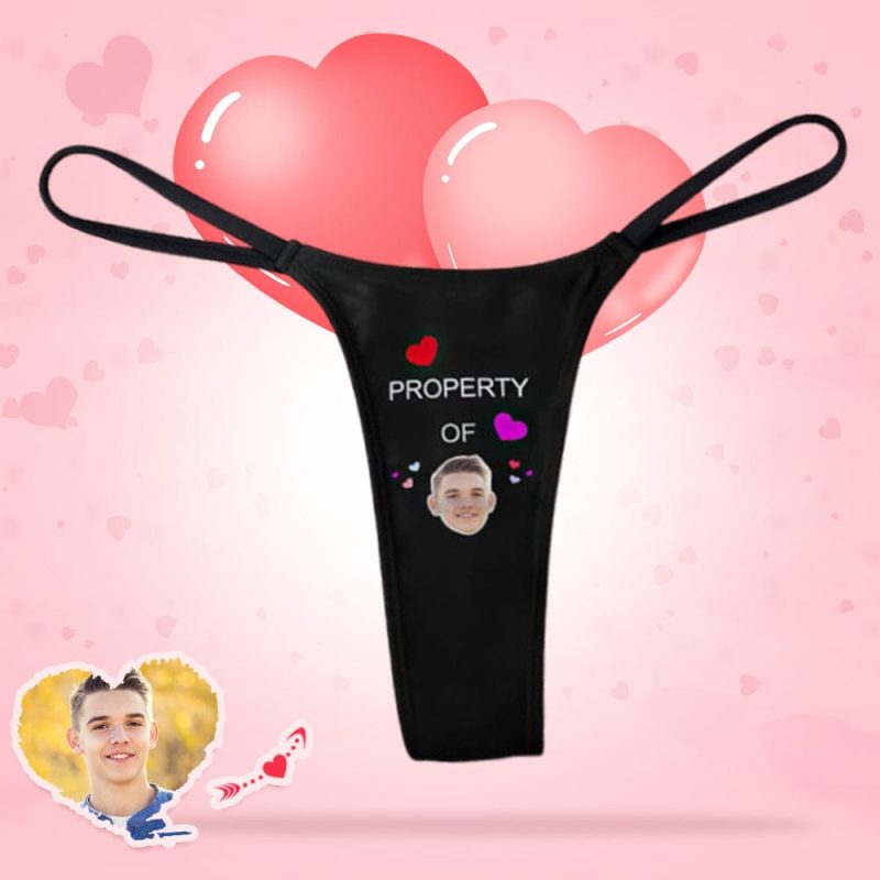Custom Face Property of Hearts Women’s Tanga Thong