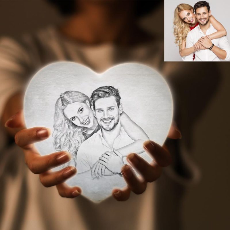 Anniversary Photo Gift Heart-shaped Moon Lamp Personalized Valentines Day Gifts