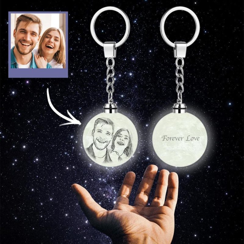 Photo Moon Lamp Keychain 3D Printed Anniversary Gifts Multicoulor Light