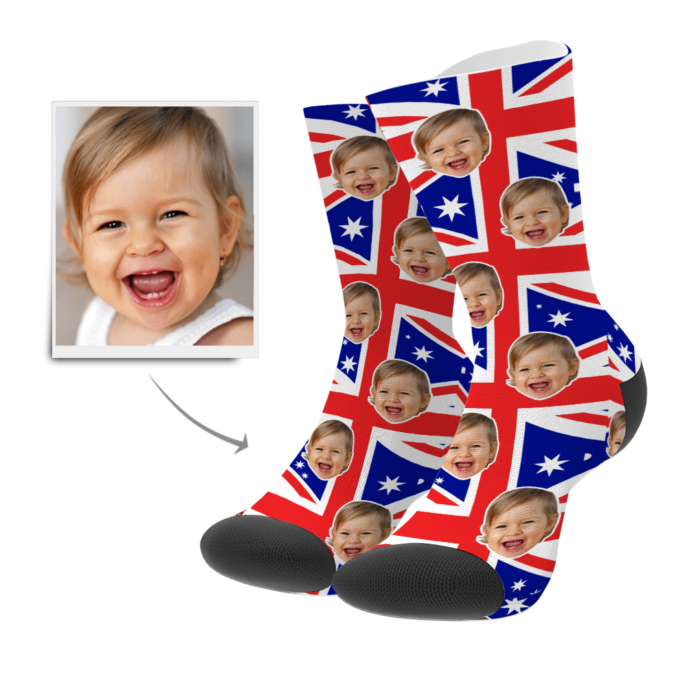 Custom Photo Socks AU Flag Face Mash Socks